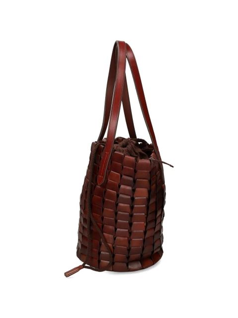 DRAGON DIFFUSION woven drawstring bucket bag - Brown