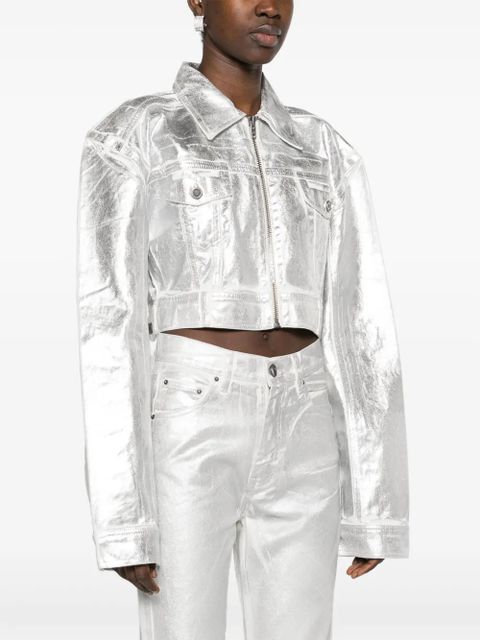 ROTATE BIRGER CHRISTENSEN metallic denim jacket - Silver