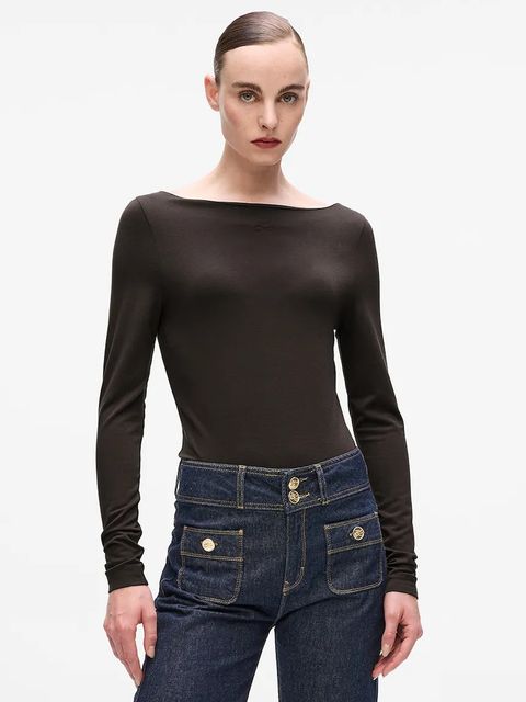 Karl Lagerfeld longsleeve kolor brązowy A4W17045