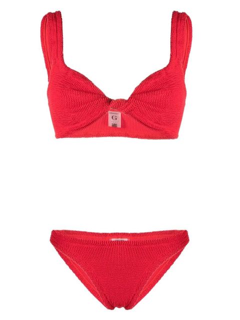 Hunza G Twist-detail crinkle bikini set - Red - zdjęcie produktu nr 1
