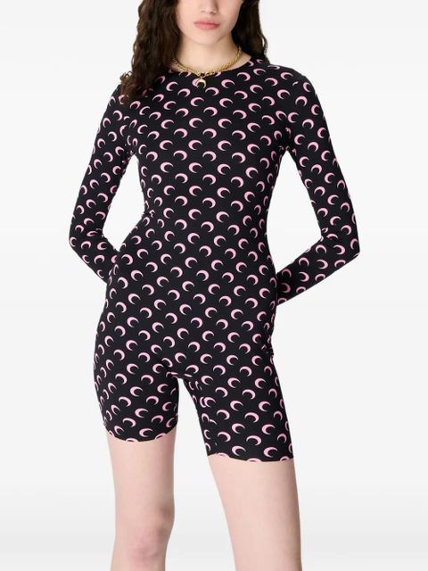 Marine Serre Moon-print jersey playsuit - Black - zdjęcie produktu nr 1