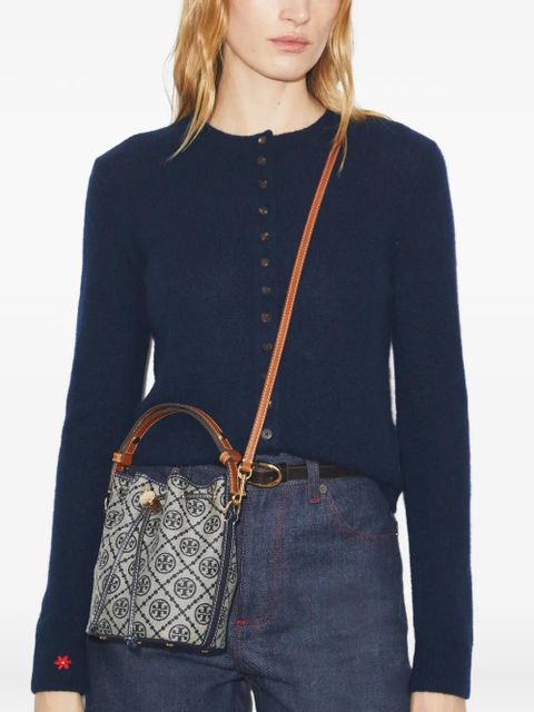 Tory Burch monogram mini bucket bag - Grey - zdjęcie produktu nr 2