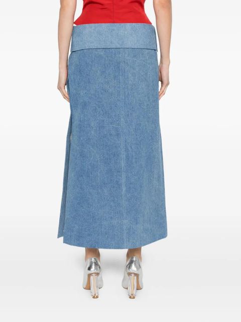 Rowen Rose belted denim midi skirt - Blue
