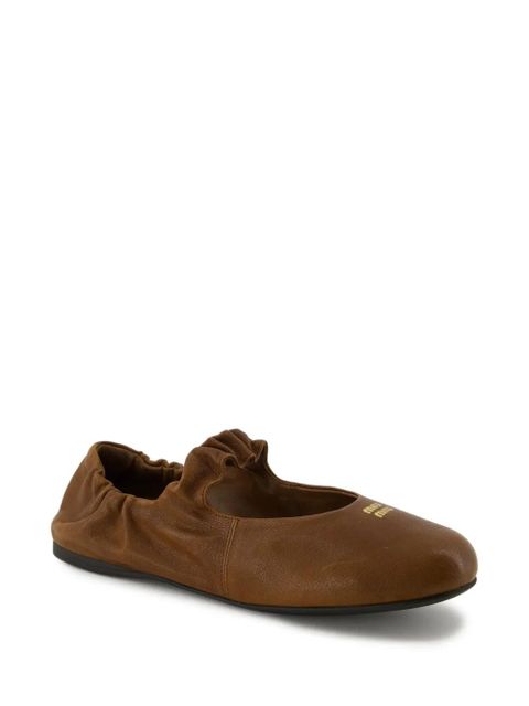 Miu Miu ruched leather ballet flats - Brown - zdjęcie produktu nr 1