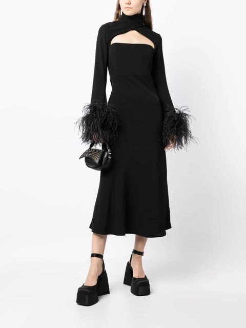 16Arlington Odessa feather-trim midi dress - Black - zdjęcie produktu nr 2