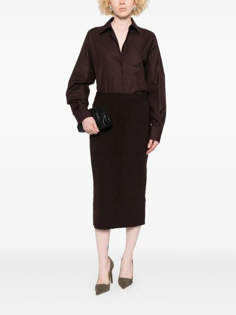 Victoria Beckham button-detail midi skirt - Brown