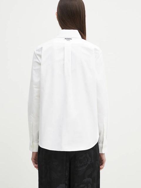 Kenzo koszula bawełniana damska kolor biały regular z kołnierzykiem klasycznym FF52CH2649LO.01