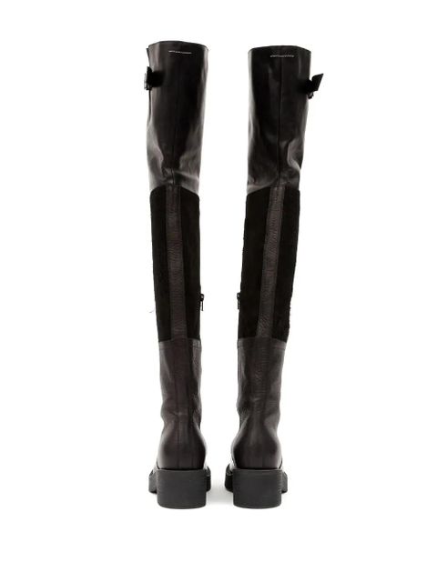 MM6 Maison Margiela panelled buckled leather boots - Black