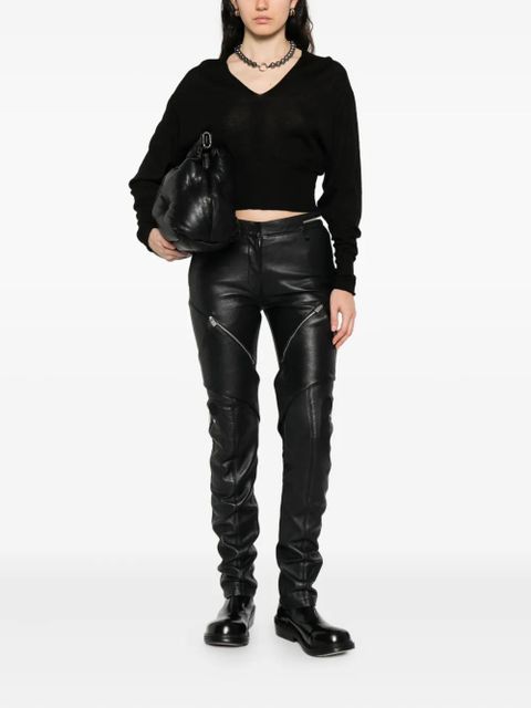 Moncler zip-pocket leather trousers - Black - zdjęcie produktu nr 2