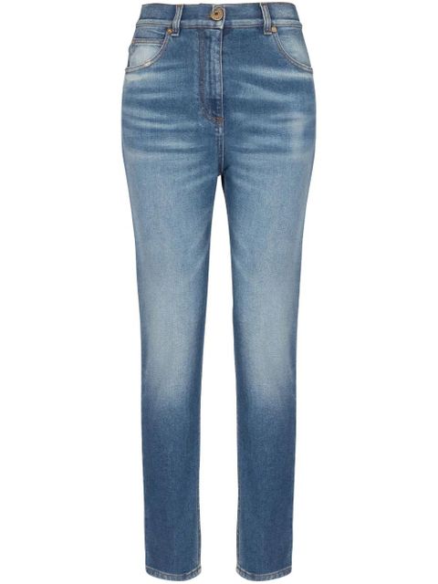Balmain logo-plaque slim-cut jeans - Blue - zdjęcie produktu nr 1