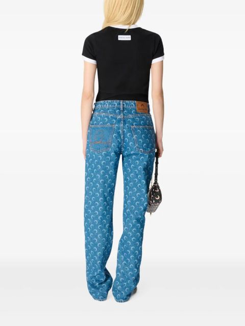 Marine Serre Moon Laser straight jeans - Blue