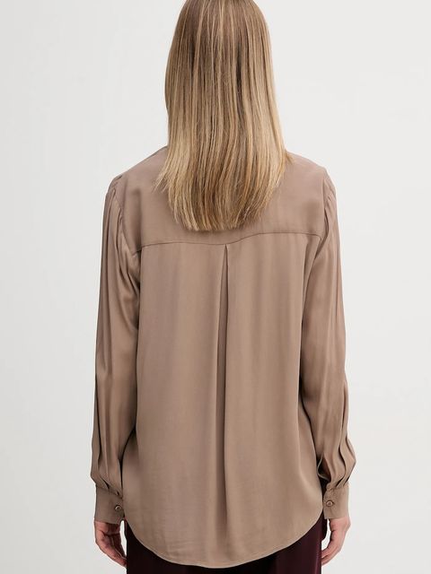 Sisley koszula damska kolor brązowy regular z kołnierzykiem klasycznym 5IDTLQ09G