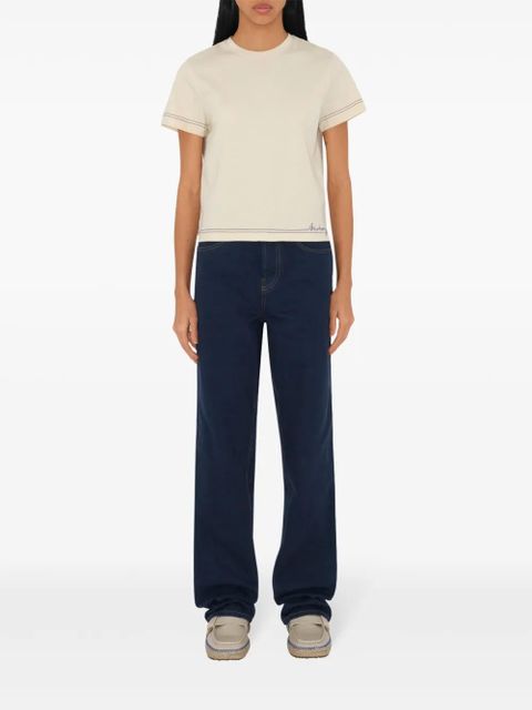 Burberry logo-embroidered cotton T-shirt - Neutrals