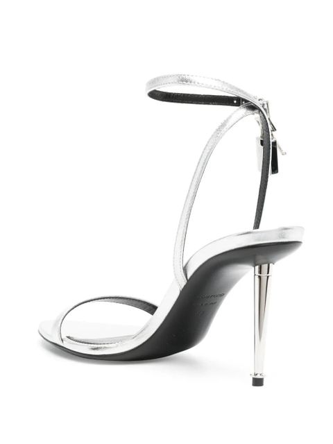 TOM FORD Padlock Pointy Naked 85mm leather sandals - Silver