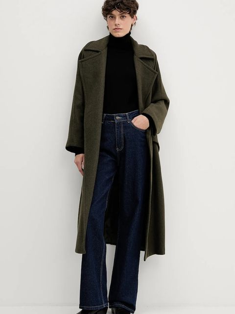 Sandro Ferrone płaszcz z dodatkiem wełny kolor zielony S18YBFRADA - zdjęcie produktu nr 2