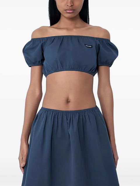 Miu Miu gathered off-shoulder top - Blue - zdjęcie produktu nr 1