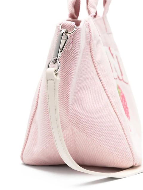 GANNI raspberry-print logo-patch tote bag - Pink