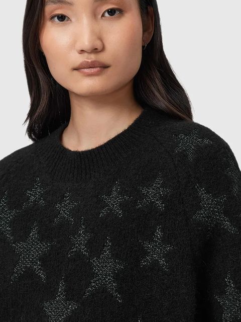 AllSaints sweter z dodatkiem wełny damski kolor czarny W089KD