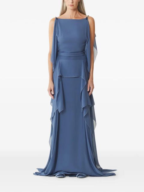 Lanvin chain-detail ruffled maxi dress - Blue - zdjęcie produktu nr 2