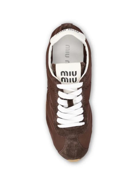 Miu Miu Plume lace-up fastening sneakers - Brown