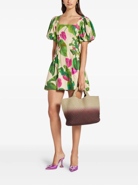 FARM Rio puff-sleeve floral-print mini dress - Neutrals - zdjęcie produktu nr 2