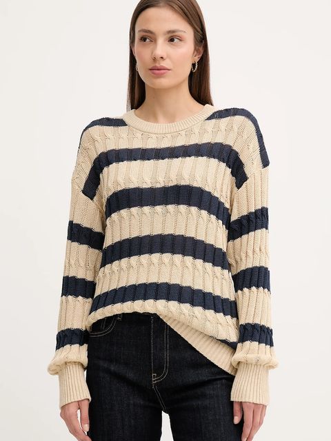 Tommy Hilfiger sweter lniany damski kolor beżowy lekki WW0WW44481