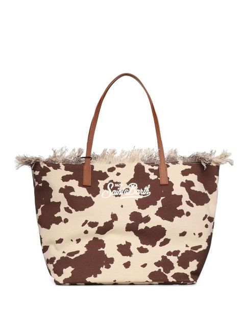 MC2 Saint Barth fringed-details cow-print cotton tote bag - Neutrals - zdjęcie produktu nr 1