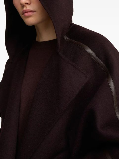 Yves Salomon hooded leather-trimmed jacket - Red