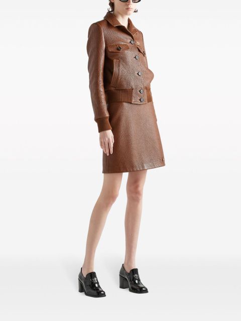 Prada crocodile-embossed leather jacket - Brown - zdjęcie produktu nr 2