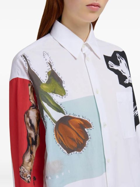 Marni graphic print button-up shirt - 00W01 WHITE
