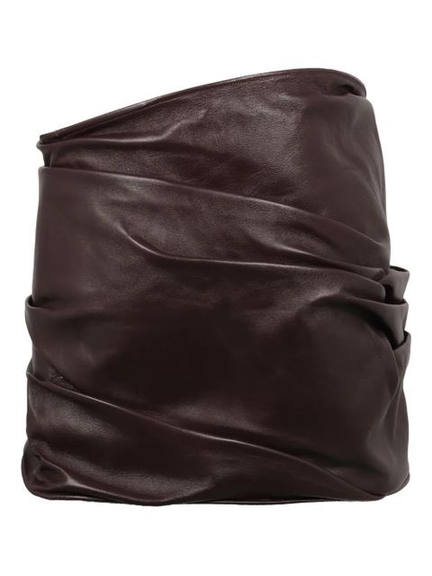 Magda Butrym rose-draped leather mini skirt - Brown - zdjęcie produktu nr 2