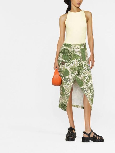 GANNI ribbed-knit tank top - Yellow