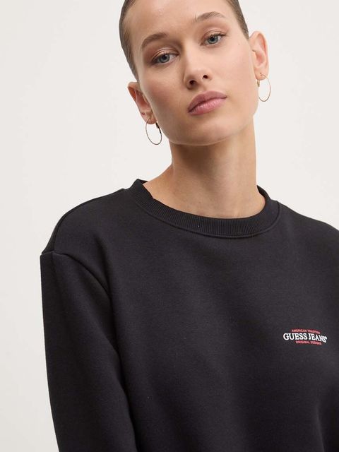 Guess Jeans bluza damska kolor czarny z nadrukiem W4YQ07 KC811