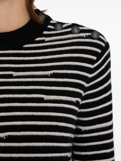 Zadig&Voltaire Spiky striped button-detailed sweater - Black