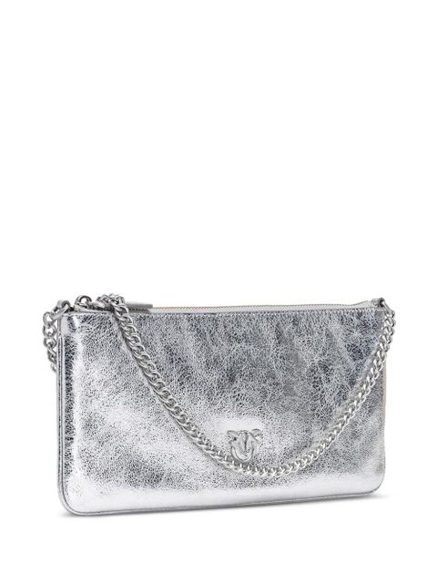 PINKO Horizontal Flat leather tote bag - Silver