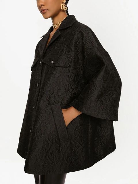 Dolce & Gabbana floral-jacquard short cape - Black