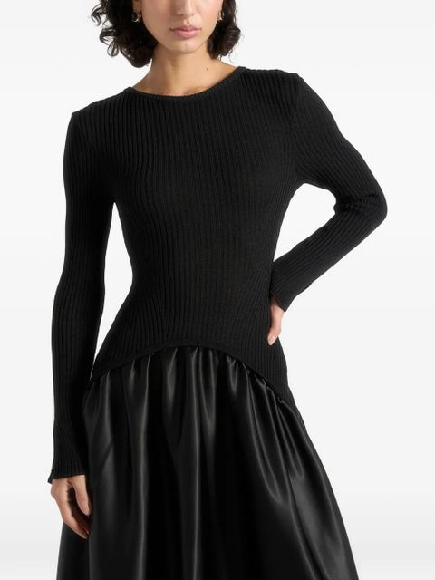 Manière De Voir Adeline knit and satin curved-hem black maxi dress