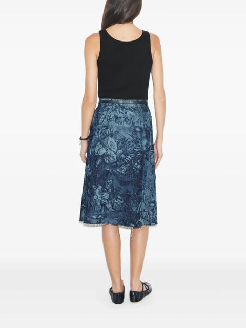 Tory Burch printed denim skirt - Blue