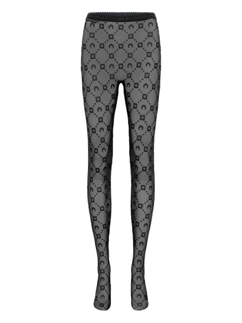 Marine Serre moon-embroidered mesh tights - Black - zdjęcie produktu nr 1