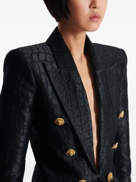 Balmain crocodile-jacquard six-buttons blazer - Black