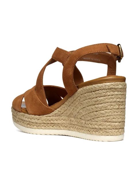 Geox espadryle zamszowe D PONZA kolor brązowy na koturnie D35GVC 00021 C6001