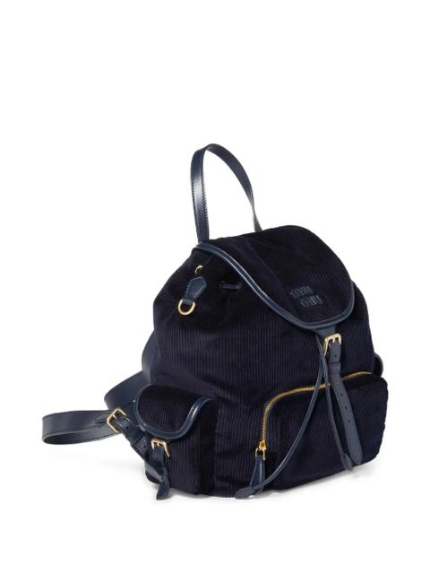 Miu Miu large corduroy backpack - Blue - zdjęcie produktu nr 2