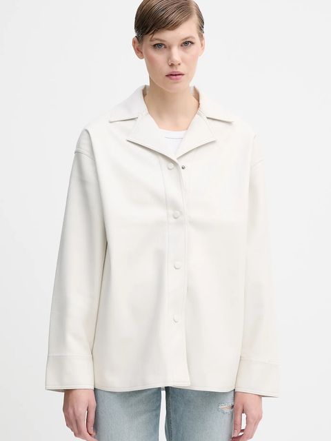 Calvin Klein Jeans koszula damska kolor beżowy relaxed z kołnierzykiem klasycznym LV044D165G - zdjęcie produktu nr 1