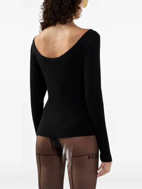 GCDS logo-patch long-sleeve T-shirt - Black