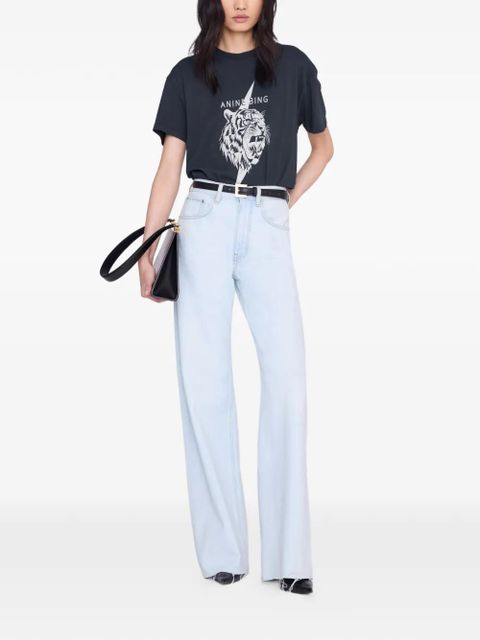 ANINE BING Wagner tiger-graphic T-shirt - Blue
