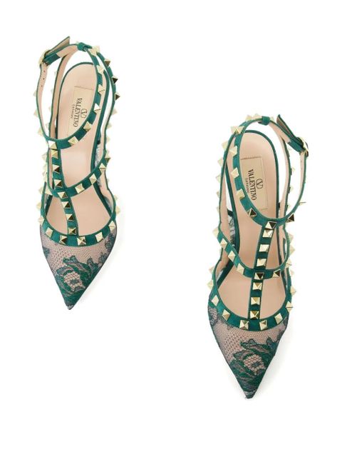 Valentino Garavani 100mm rockstud lace court pumps - Green