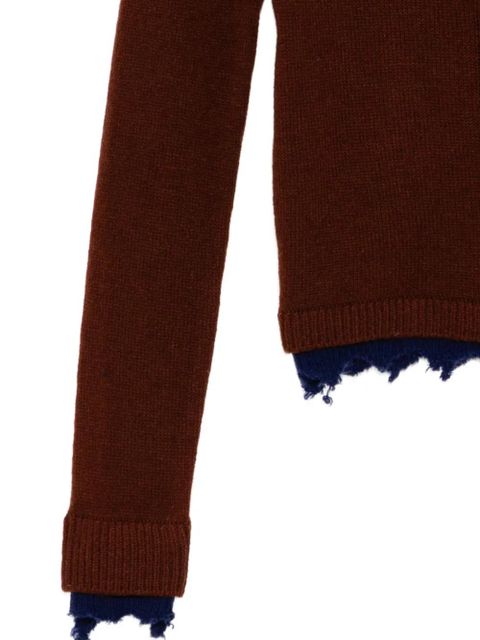 SHUSHU/TONG contrast-trim raw-edge cardigan - Brown