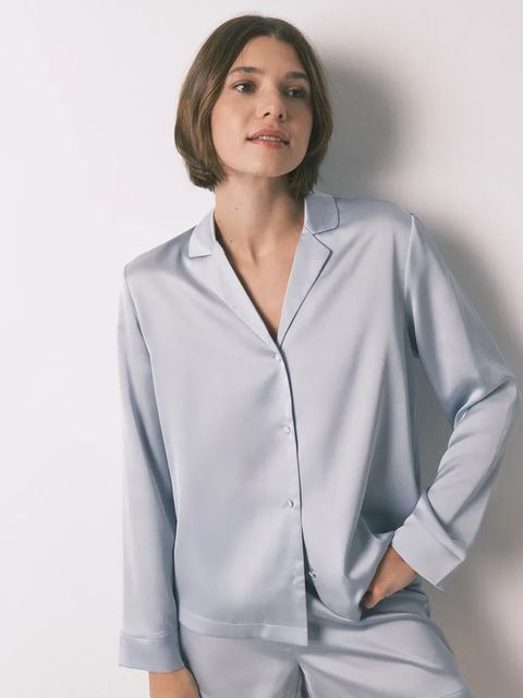 women'secret piżama damska kolor niebieski satynowa 2542474