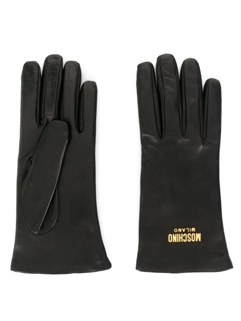 Moschino logo plaque gloves - Black - zdjęcie produktu nr 1
