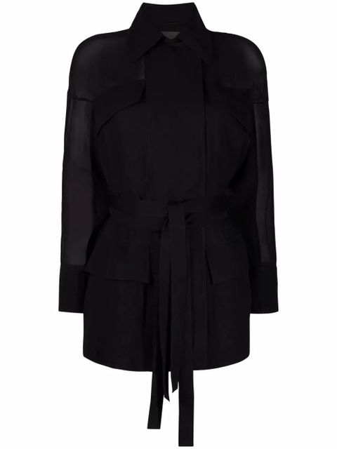 Ferragamo tie-fastening shirt jacket - Black - zdjęcie produktu nr 1